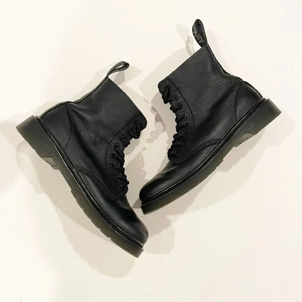 Dr Martens kids 1460 Pascal Mono Boots Black Leather Size 4 Punk Alternative